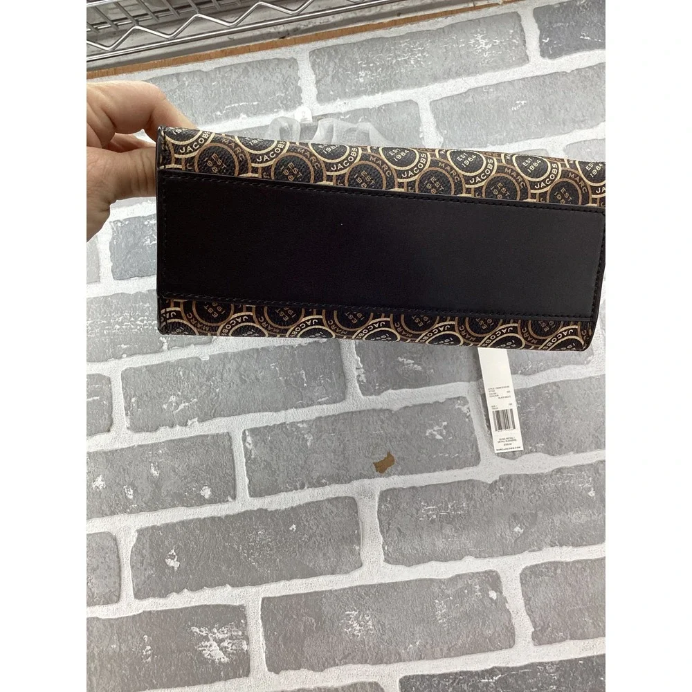 Marc Jacobs Monogram Mini Tote Bag Black Multi H003M12FA22-002 with Card Case